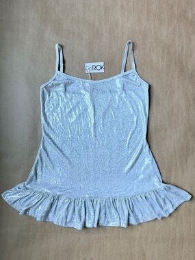 LaROK Camisole SILVER TOP Spaghetti Straps Size MEDIUM New Made in USA